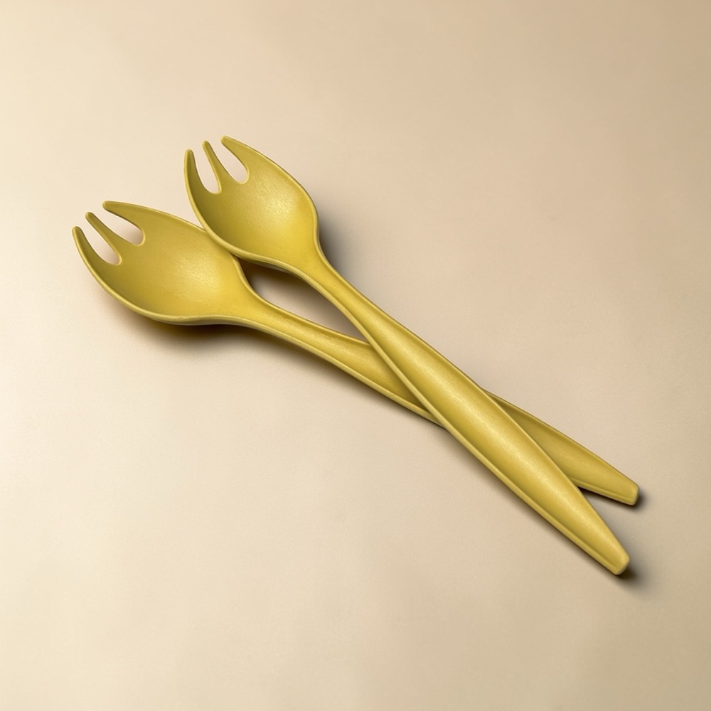 Harvest Gold Vintage Tupperware Yellow Salad Server Set